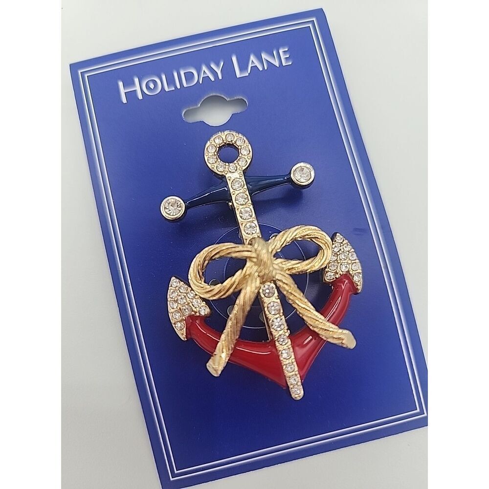 Charter Club Gold Tone Patriotic Anchor Pin Memorial Day